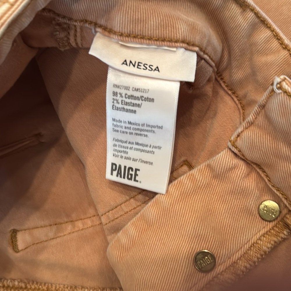PAIGE Anessa Wide Leg Cropped Jeans Size 28 Tan - Picture 11 of 16